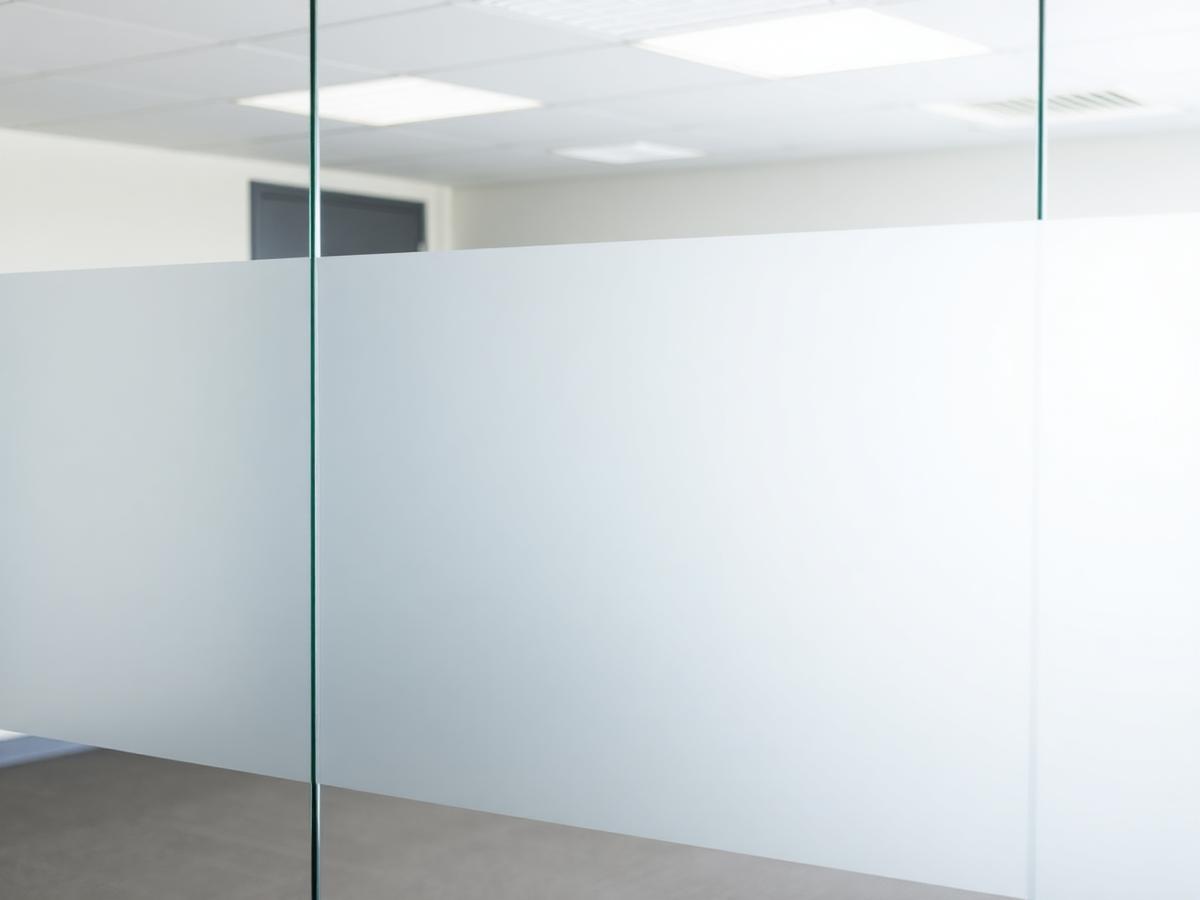 Frosted window film applied to office glazing